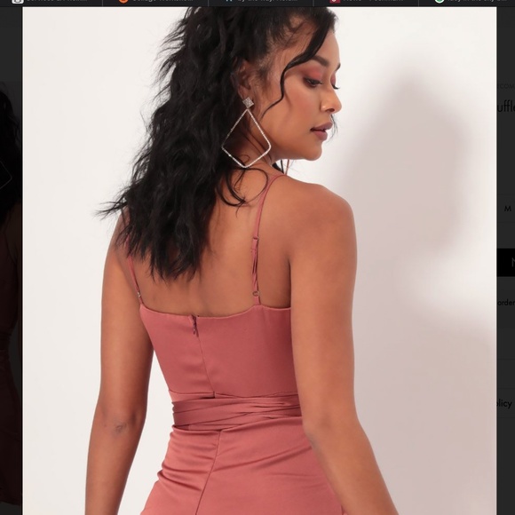 Lucy in the Sky Becca Satin Ruffle Dress, Rust Sz M - Picture 3 of 8